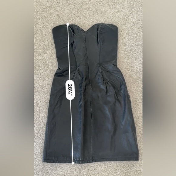 Scully VTG 80's Black Strapless Leather Dress - Picture 5 of 7